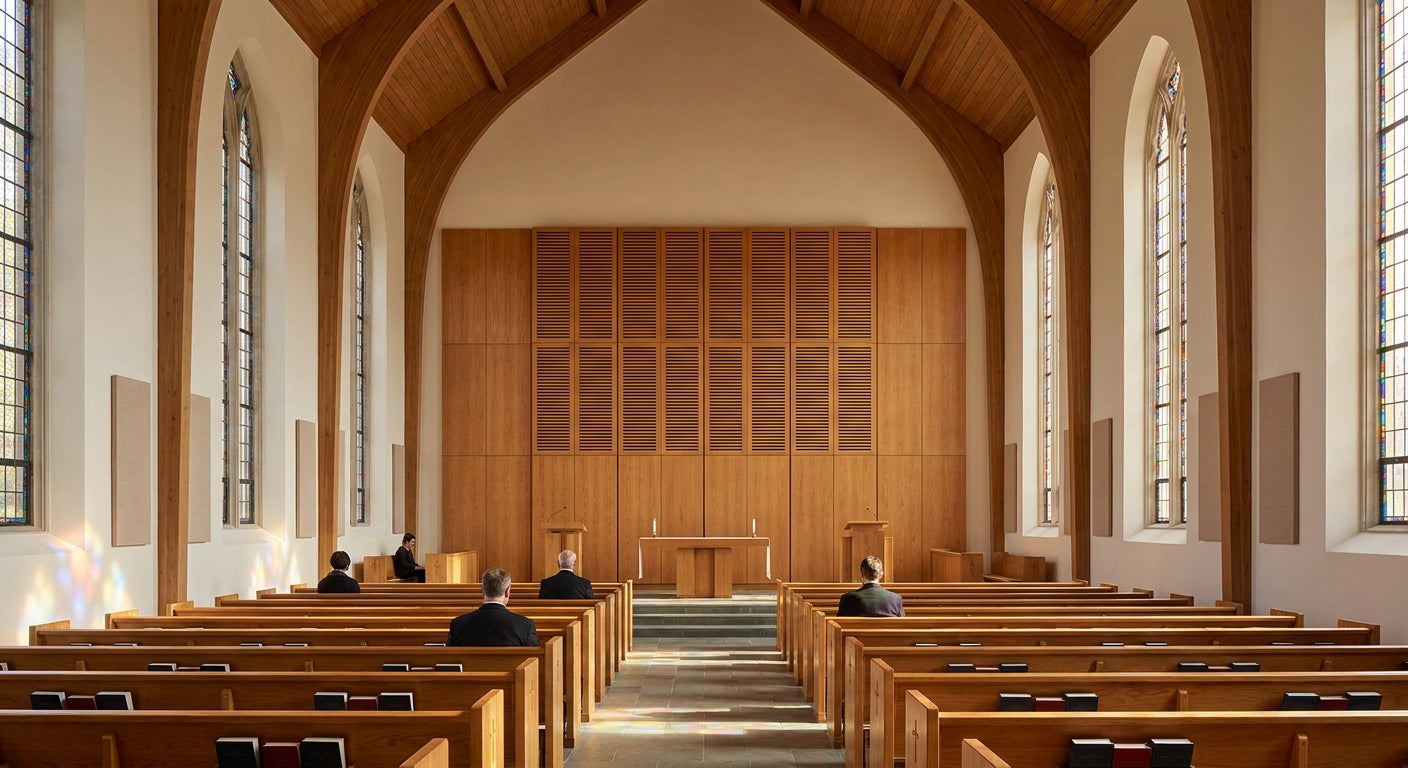 Acoustic wood panels for places of worship