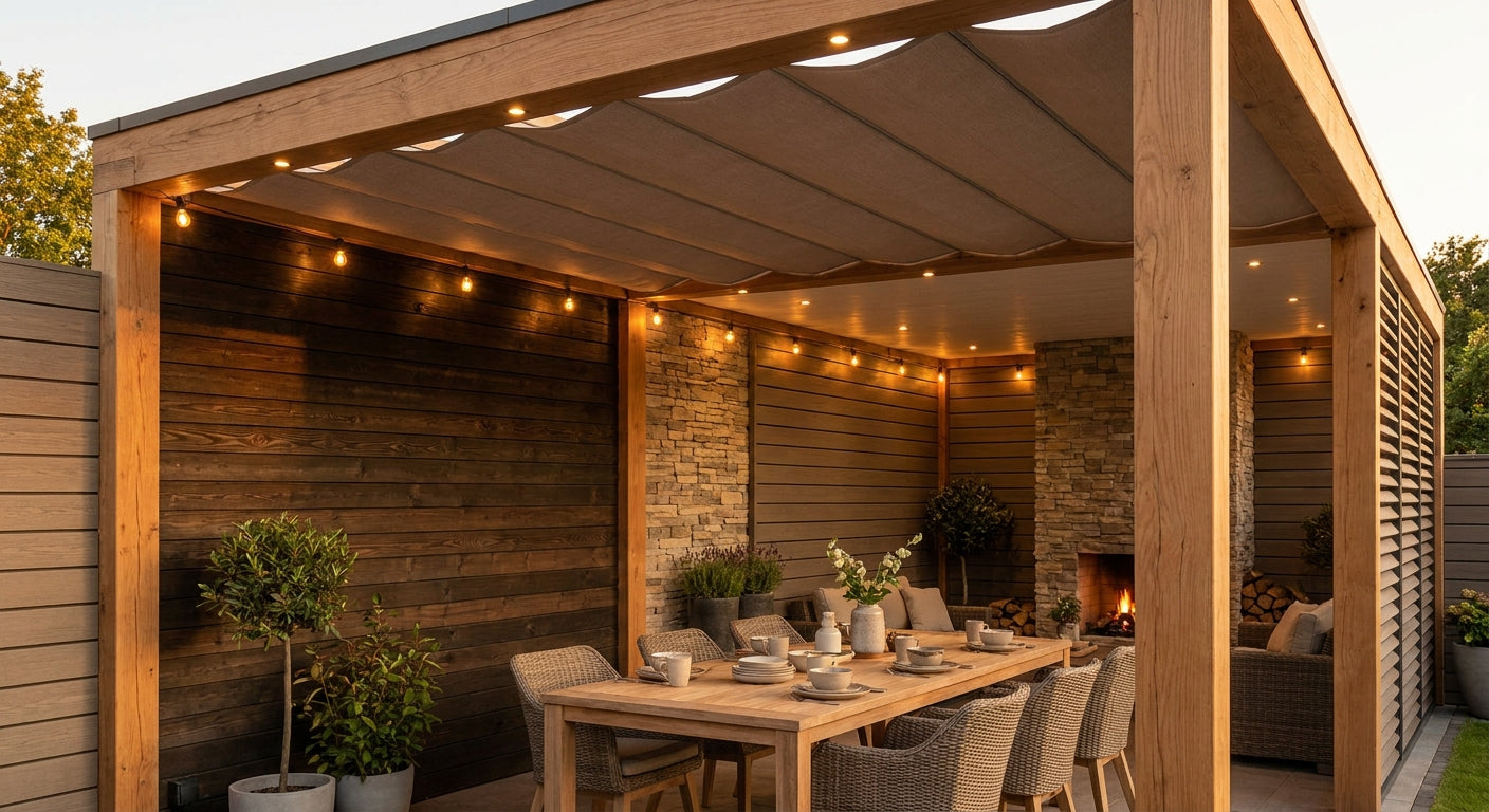 Exterior cladding for covered outdoor dining areas