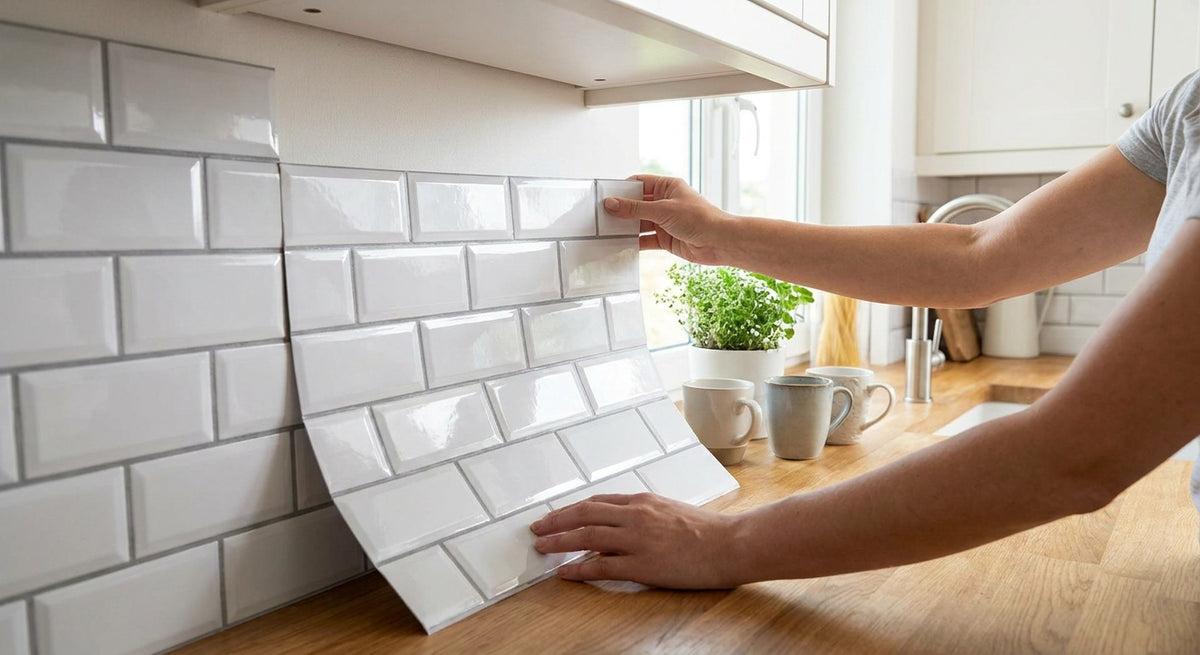 Peel and stick splashback panels for rental kitchens