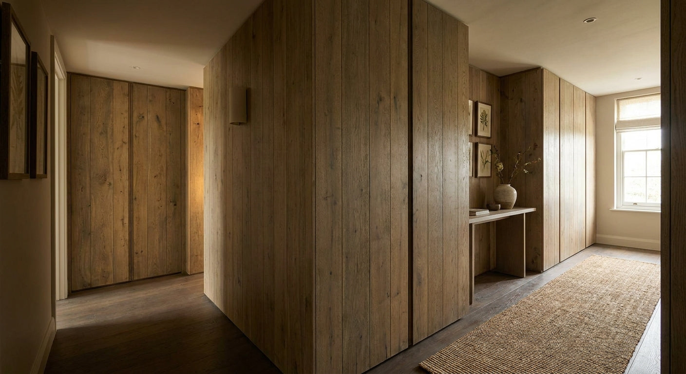 3-sided rustic oak veneer panels for hallways
