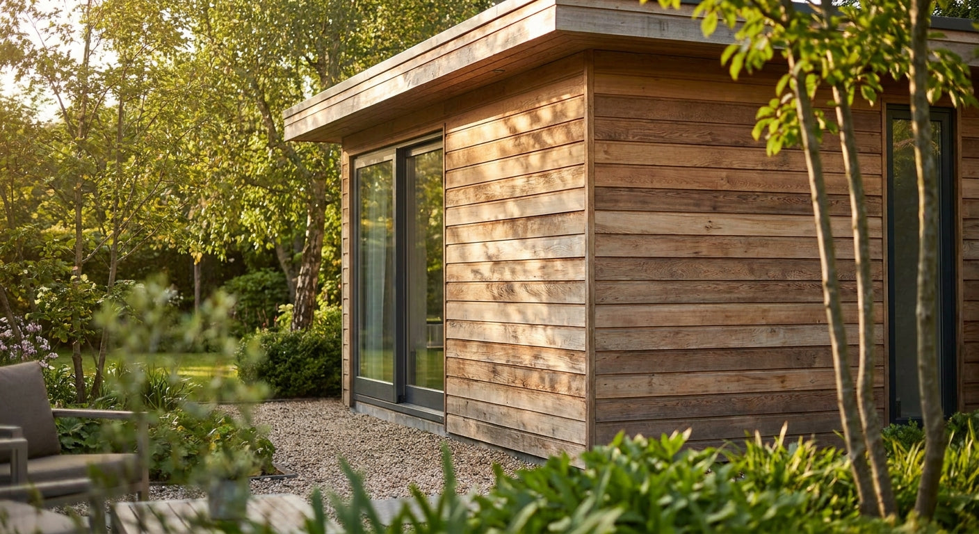 Cedar cladding for garden buildings