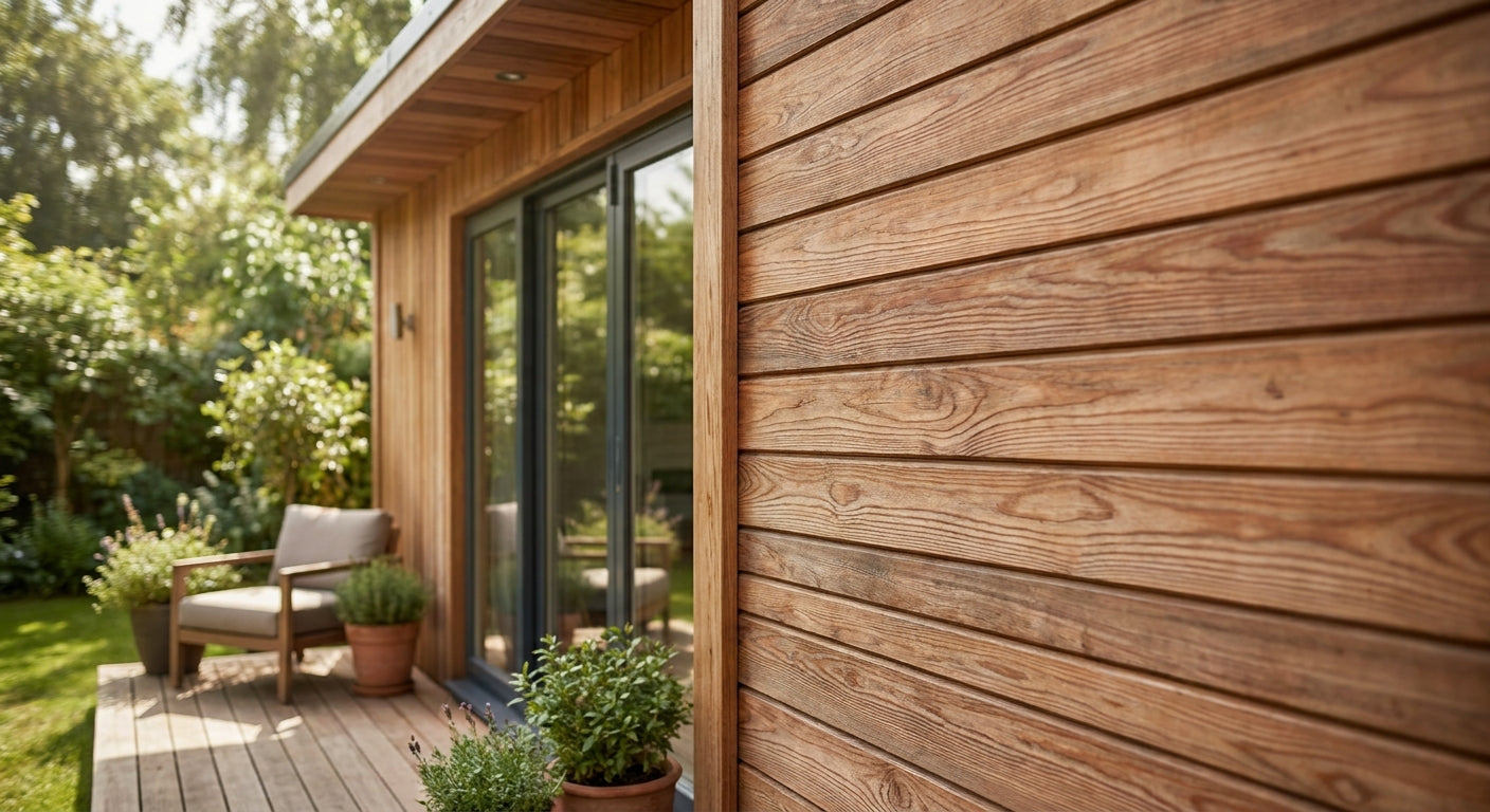 Larch cladding for garden rooms