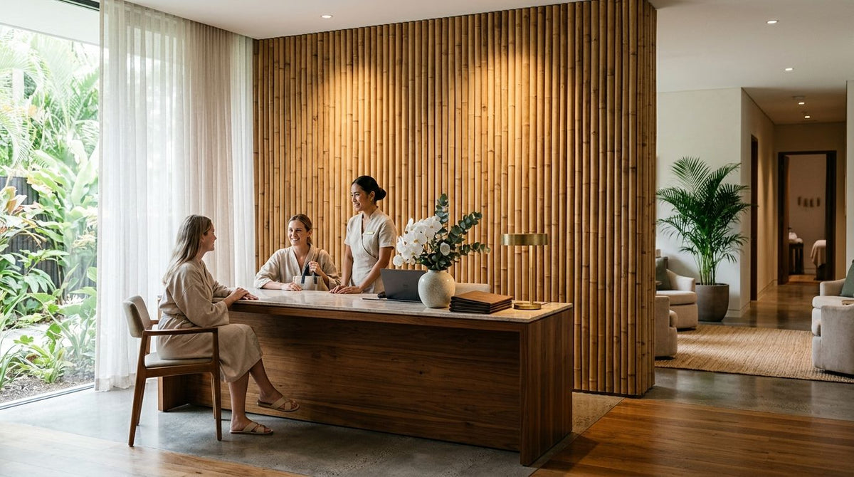 Bamboo wall panels for spa reception areas