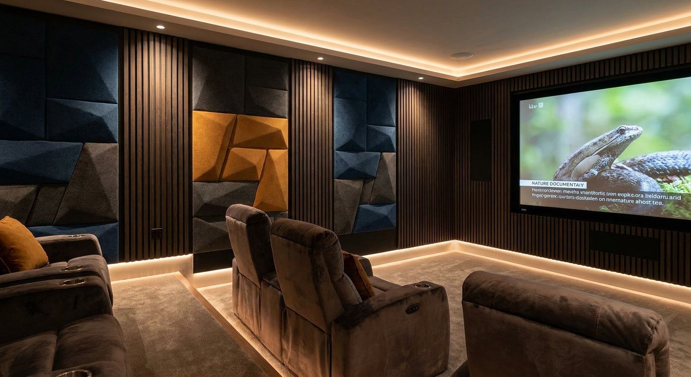 Acoustic wall panels for home cinema rooms