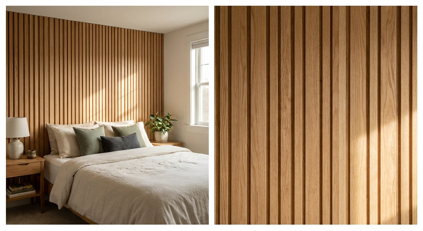 How to create a panelled headboard wall with wood slats