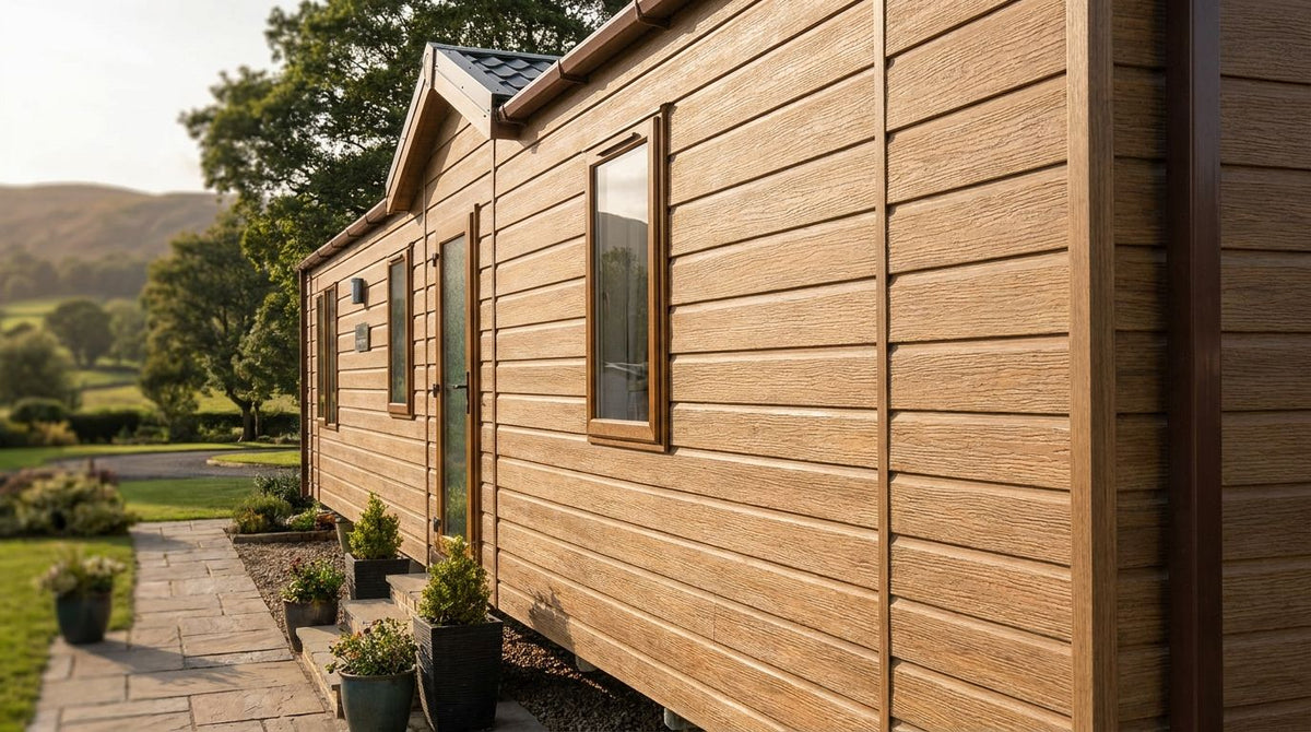 Exterior cladding panels for static caravan and park homes