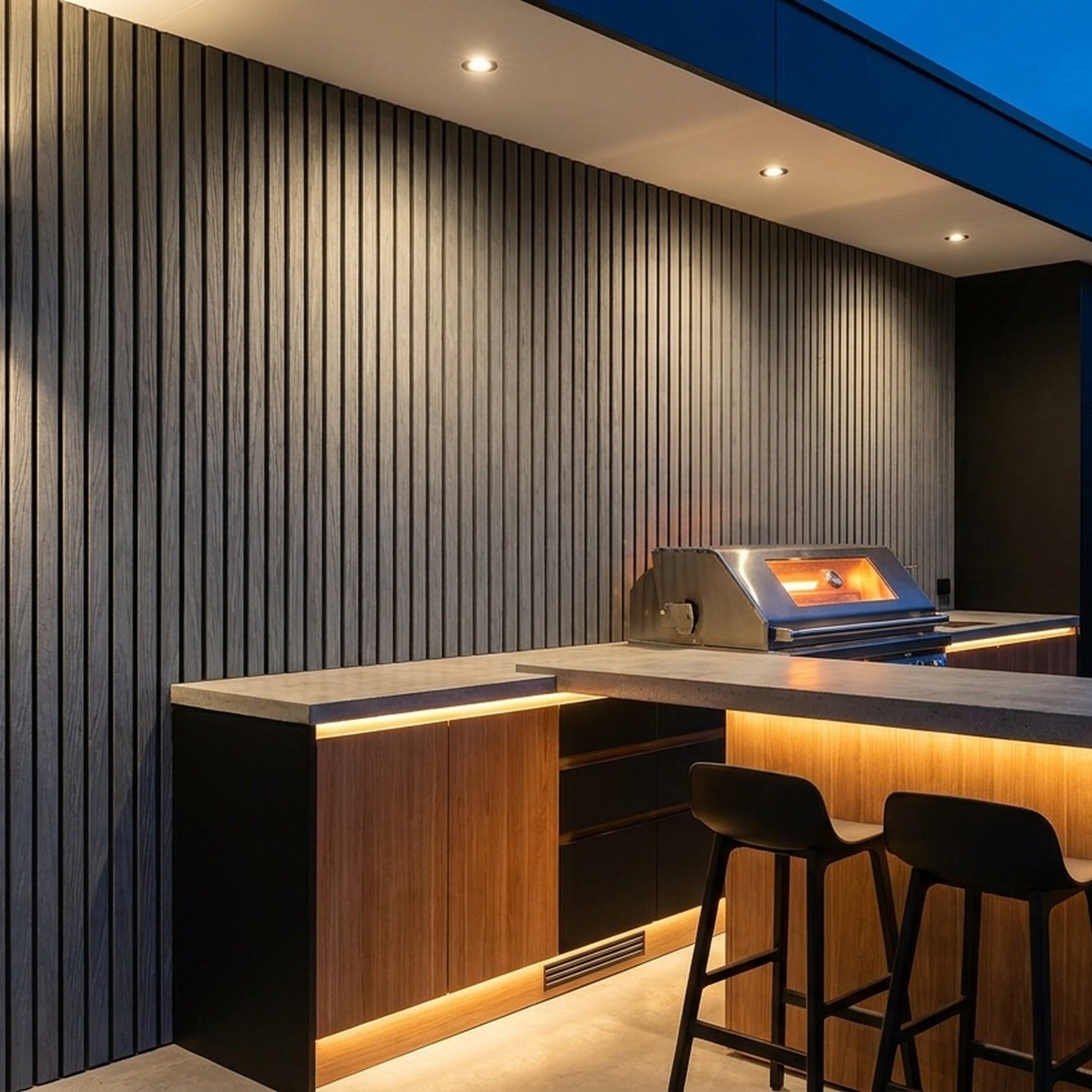 Exterior Wall Cladding Panel Stone Grey 290CM | Garden | 3D Wood Grain