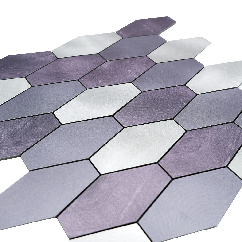 Picket Purple Peel & Stick Splashback | 30×30 cm | Self-Adhesive Mosaic Tile