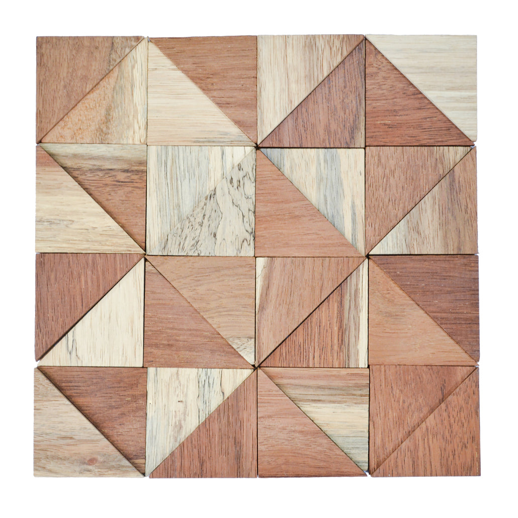 Merbau 3D Wood Wall Panel | 30×30 cm | Real Wood