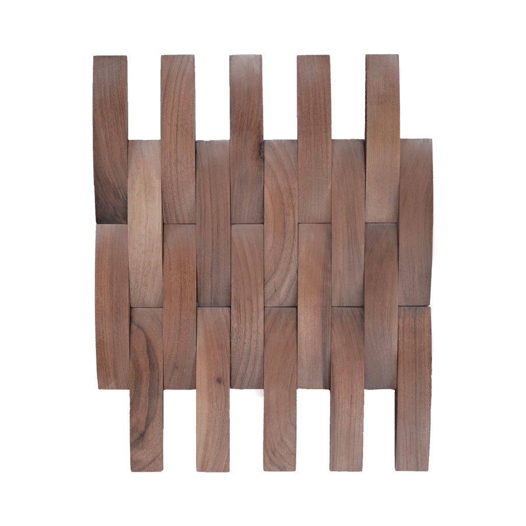 Deep Dusk Walnut 3D Wood Wall Panel | 30×30 cm | Real Wood