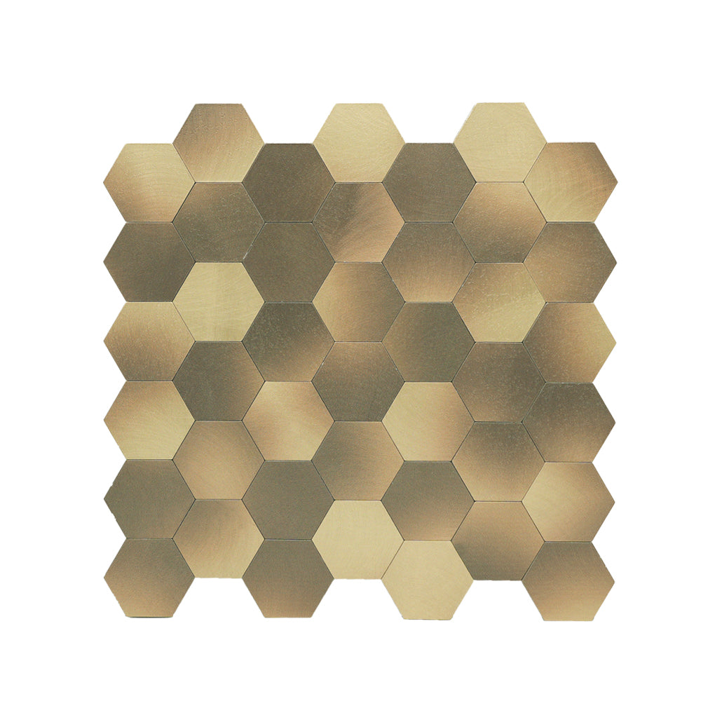 Hexagon Gold Peel & Stick Splashback | 28.8×29.2 cm | Self-Adhesive Mosaic Tile