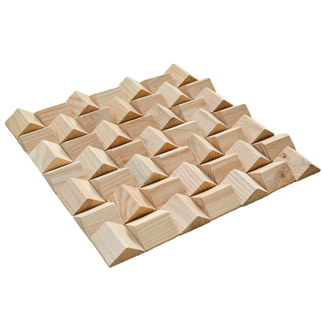 Ash 3D Wood Wall Panel | 30×30 cm | Real Wood