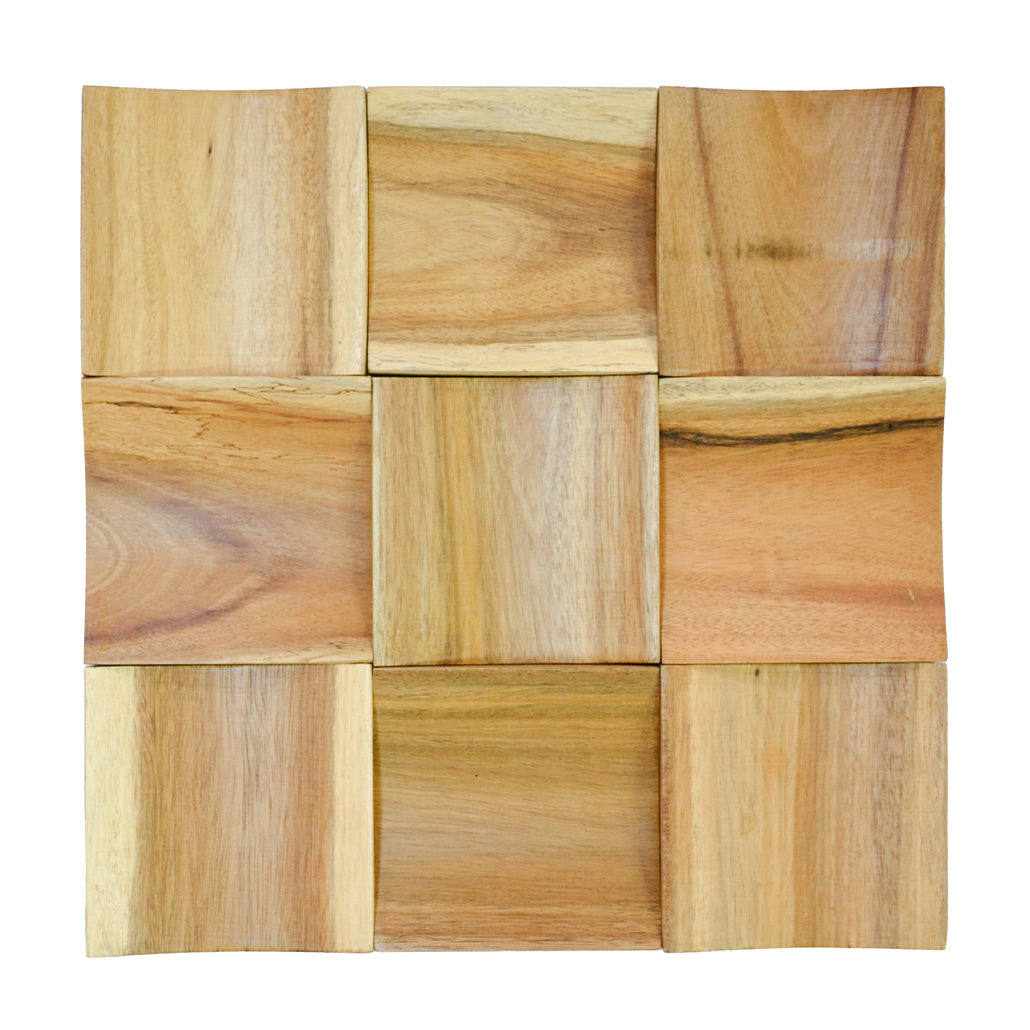 Timeless Teak 3D Wood Wall Panel | 30×30 cm | Real Wood