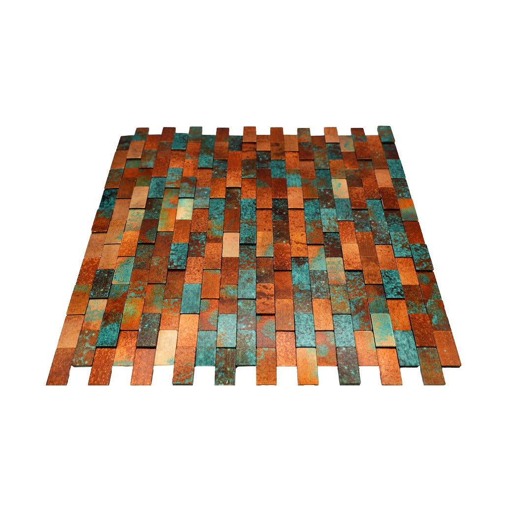 Brick 3D Patina Copper Peel & Stick Splashback | 30×29.8 cm | Self-Adhesive Mosaic Tile
