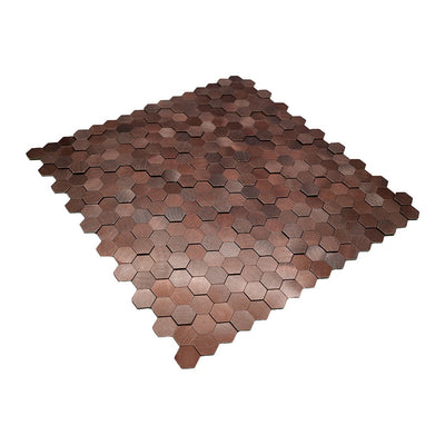 Mini Hexagon 3D Dark Copper Peel & Stick Splashback | 29.8×30.7 cm | Self-Adhesive Mosaic Tile