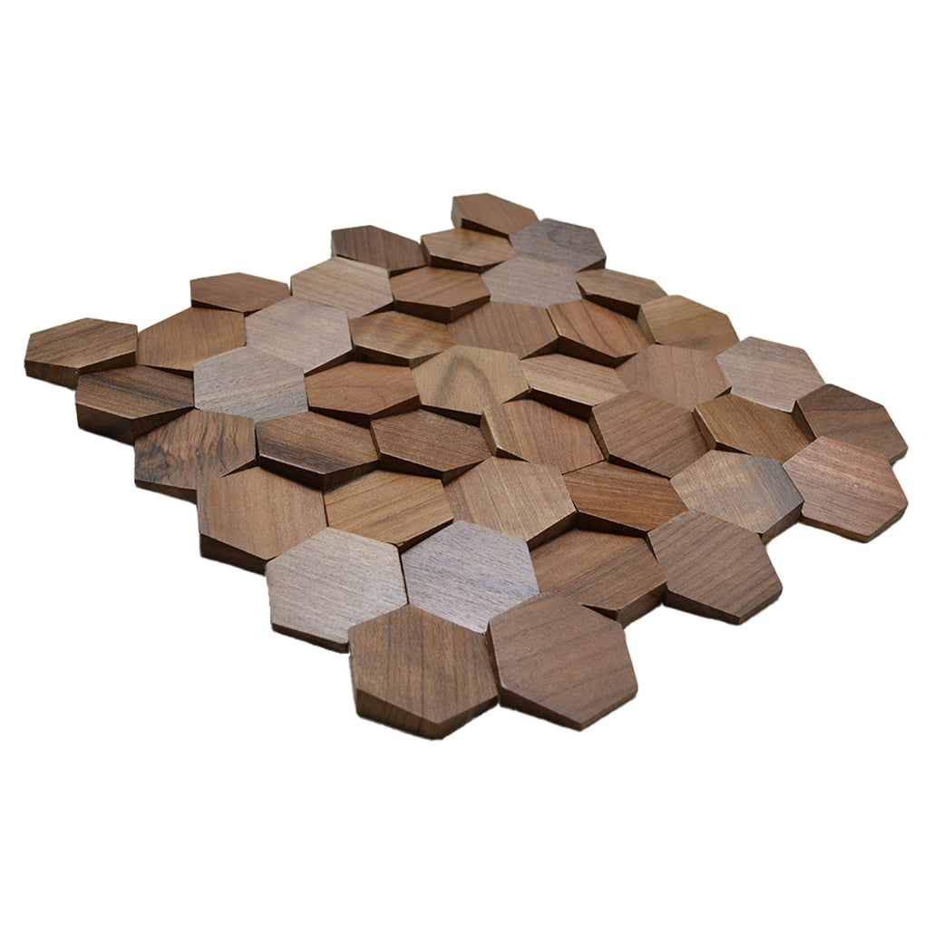 Velvet Walnut 3D Wood Wall Panel | 31×30 cm | Real Wood