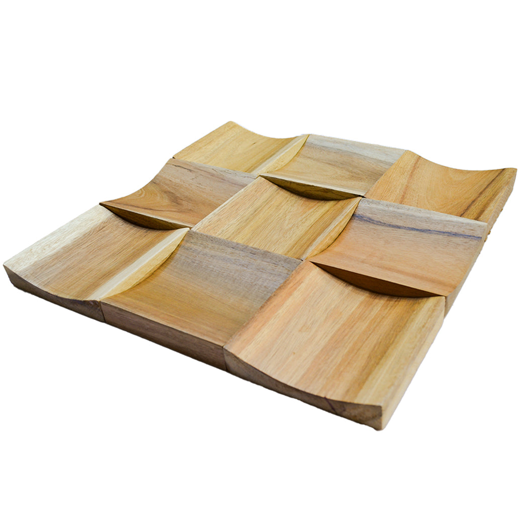 Timeless Teak 3D Wood Wall Panel | 30×30 cm | Real Wood