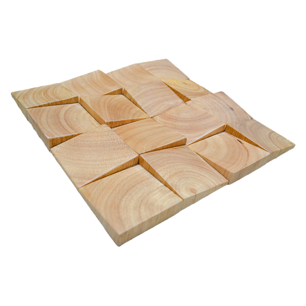 Rubber 3D Wood Wall Panel | 30×30 cm | Real Wood