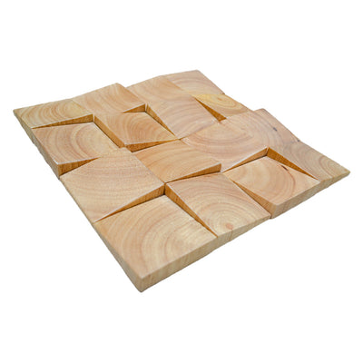 Rubber 3D Wood Wall Panel | 30×30 cm | Real Wood