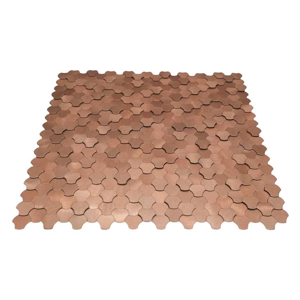 Trefoil 3D Copper Peel & Stick Splashback | 30.5×29.6 cm | Self-Adhesive Mosaic Tile