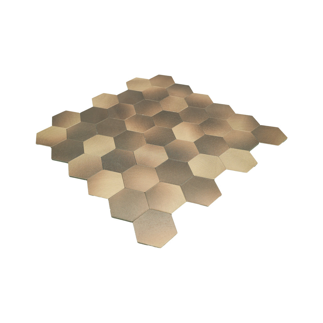 Hexagon Gold Peel & Stick Splashback | 28.8×29.2 cm | Self-Adhesive Mosaic Tile