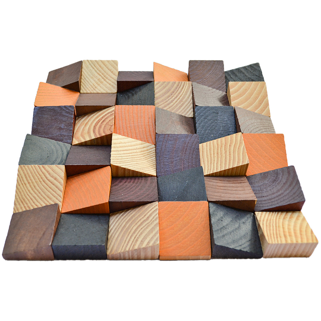 Bold Pine 3D Wood Wall Panel | 30×30 cm | Real Wood