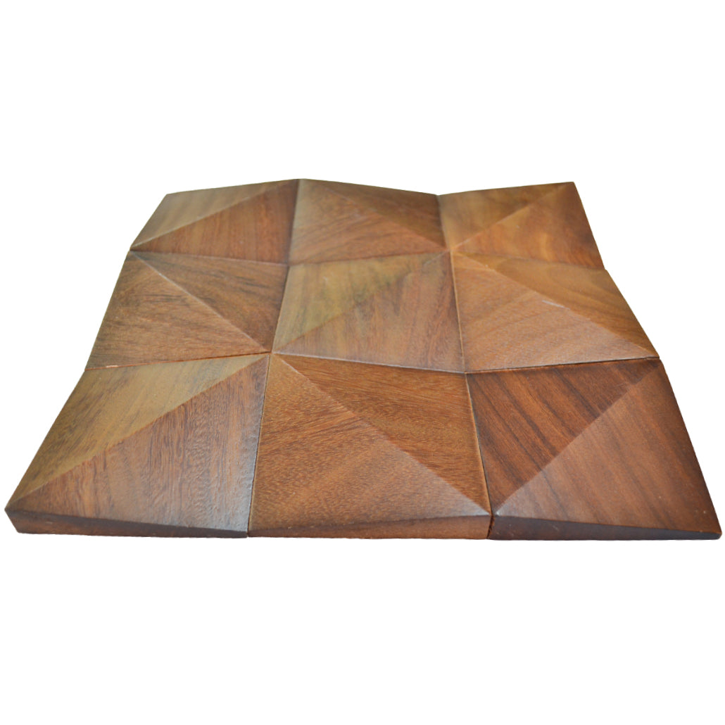 Cumaru Deep 3D Wood Wall Panel | 30×30 cm | Real Wood