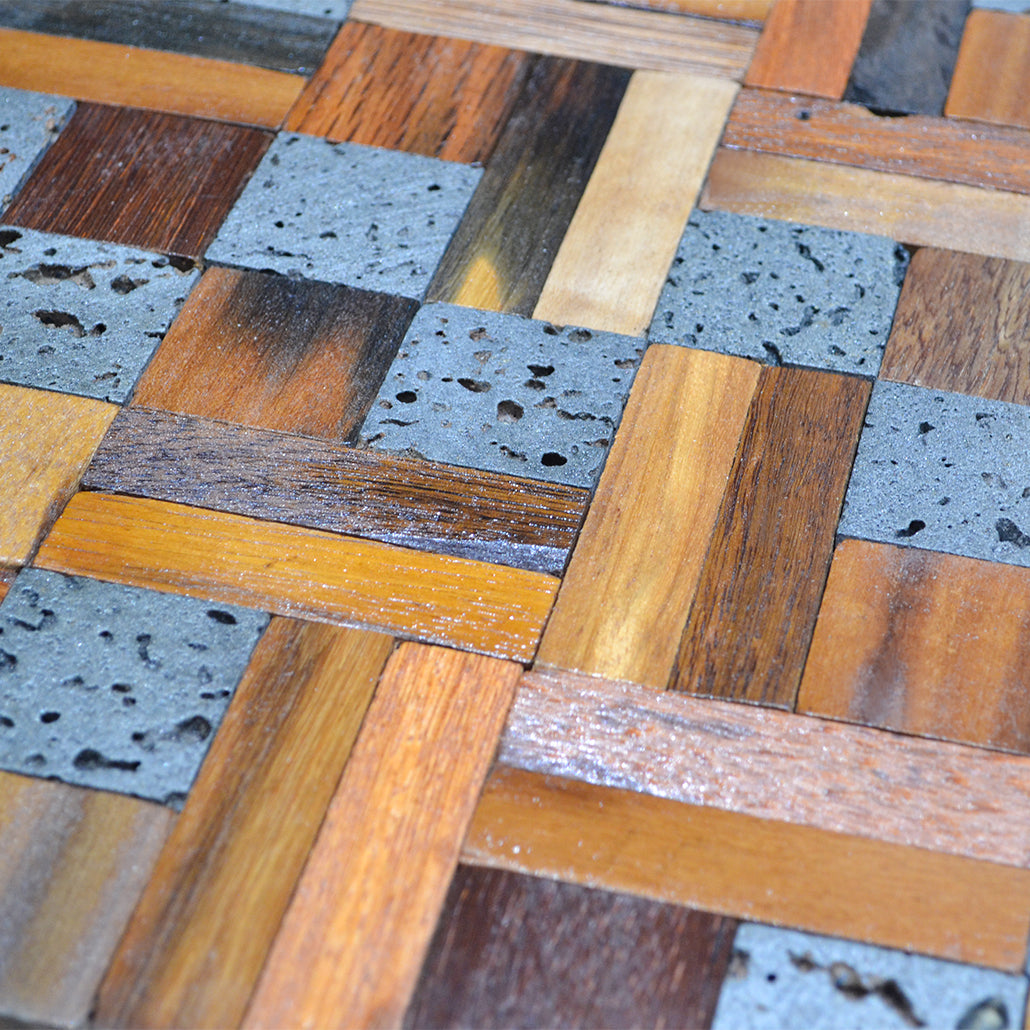 Lava Mix 3D Wood Wall Panel | 30×30 cm | Real Wood