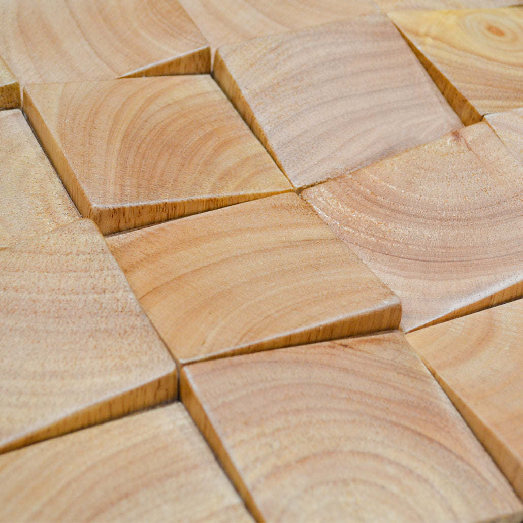Rubber 3D Wood Wall Panel | 30×30 cm | Real Wood