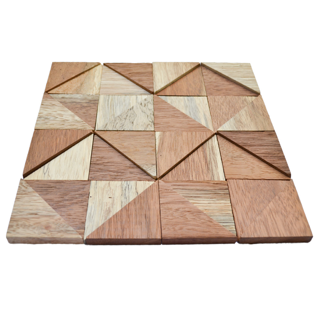 Merbau 3D Wood Wall Panel | 30×30 cm | Real Wood