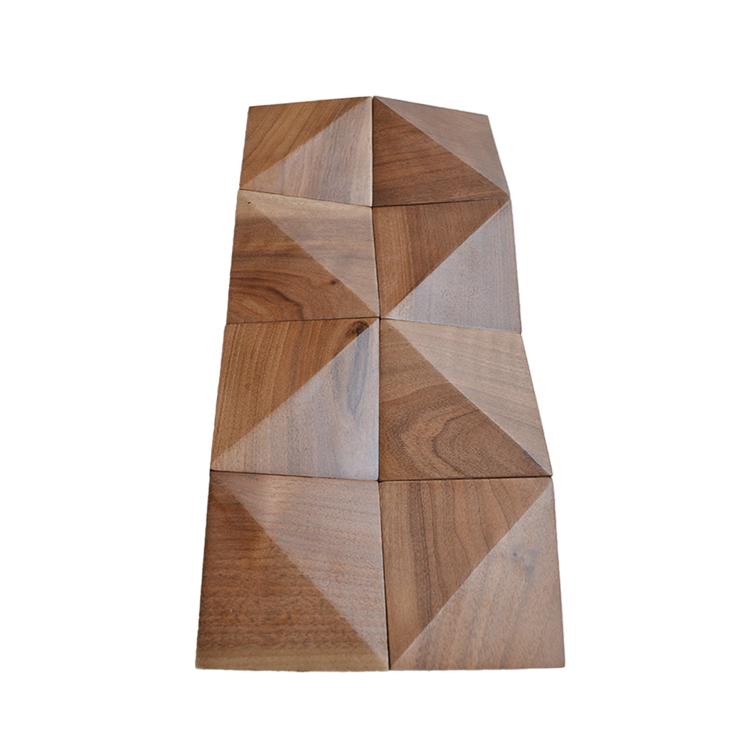 Slim Walnut 3D Wood Wall Panel | 20×40 cm | Real Wood