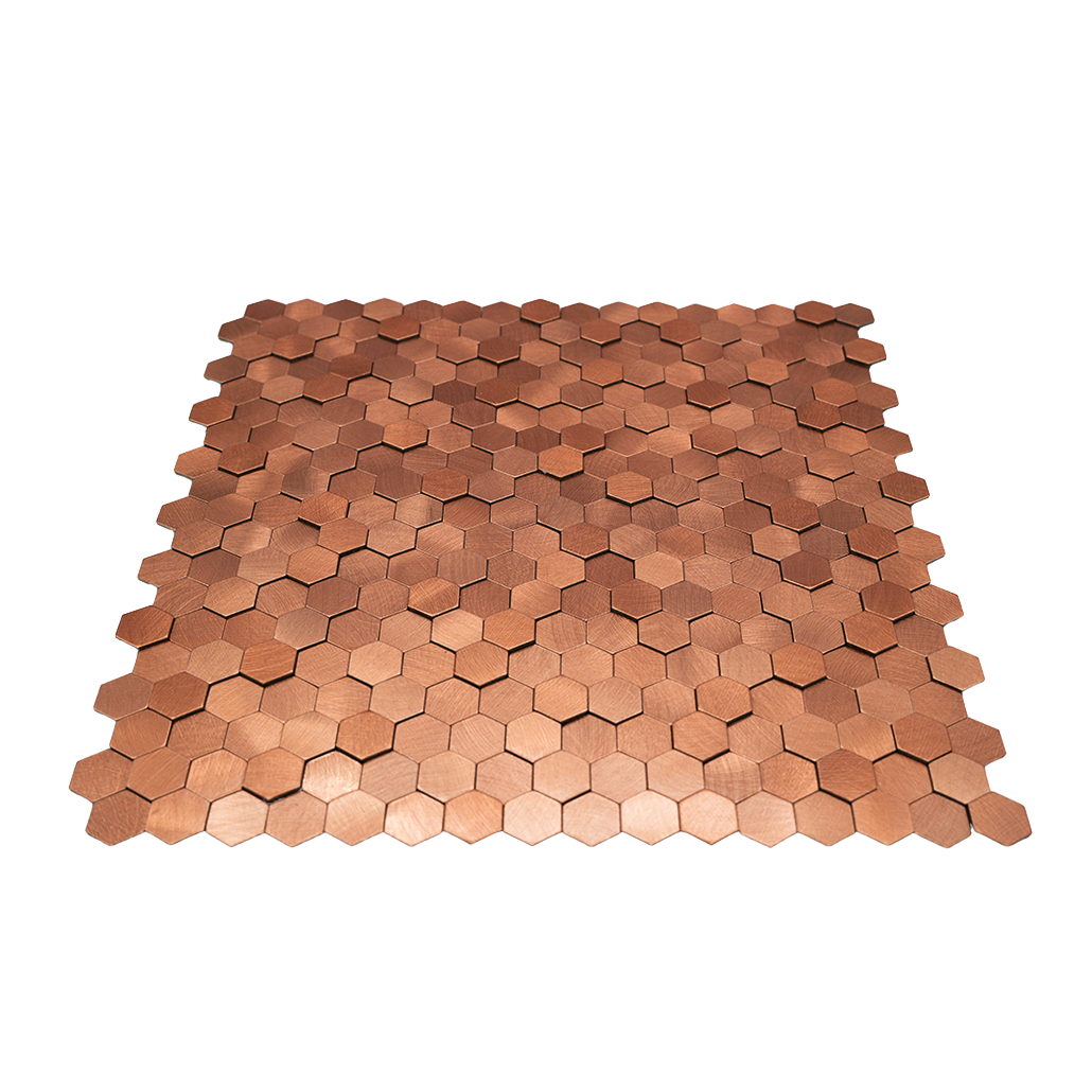 Mini Hexagon 3D Copper Peel & Stick Splashback | 29.8×30.7 cm | Self-Adhesive Mosaic Tile
