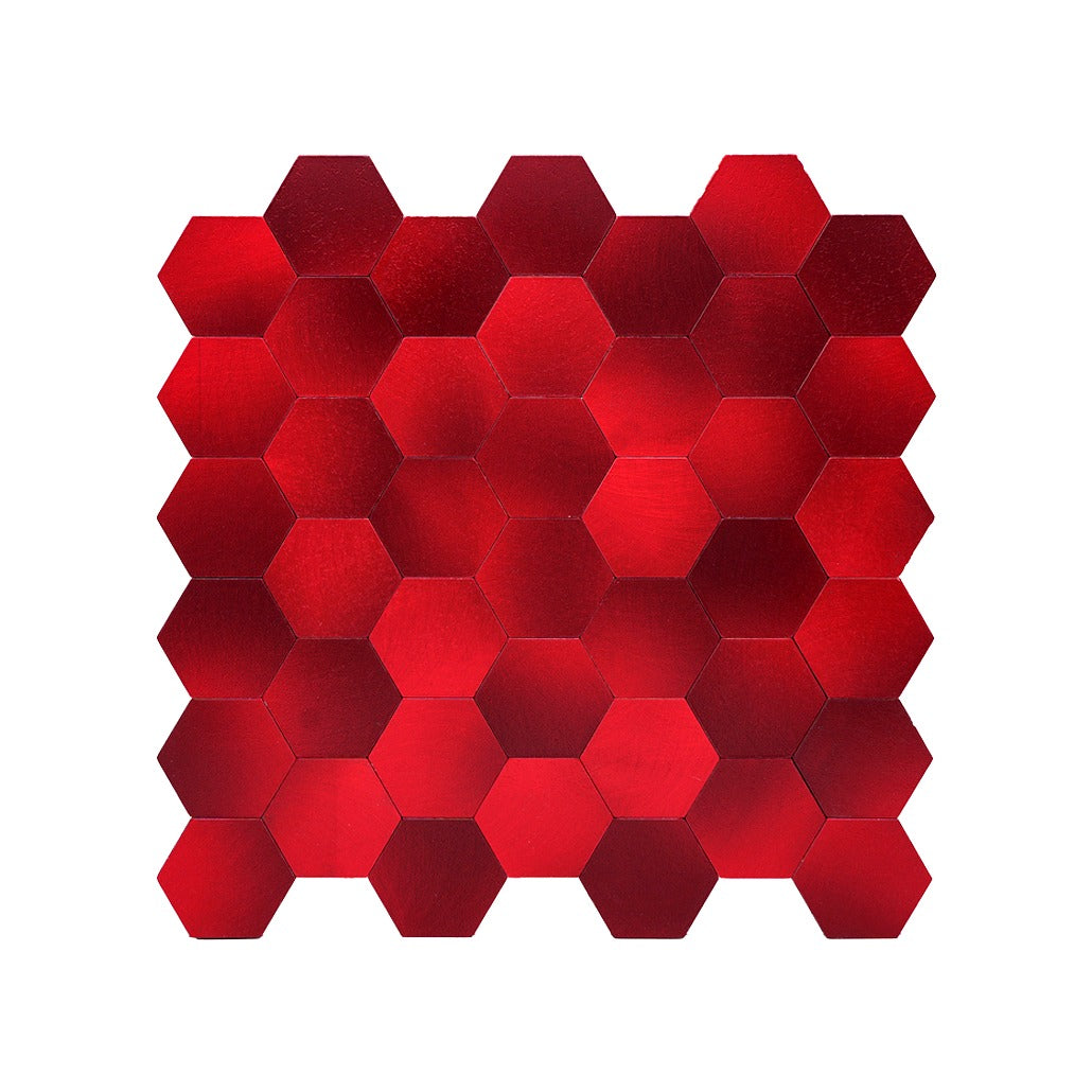 Hexagon Red Peel & Stick Splashback | 28.8×29.2 cm | Self-Adhesive Mosaic Tile