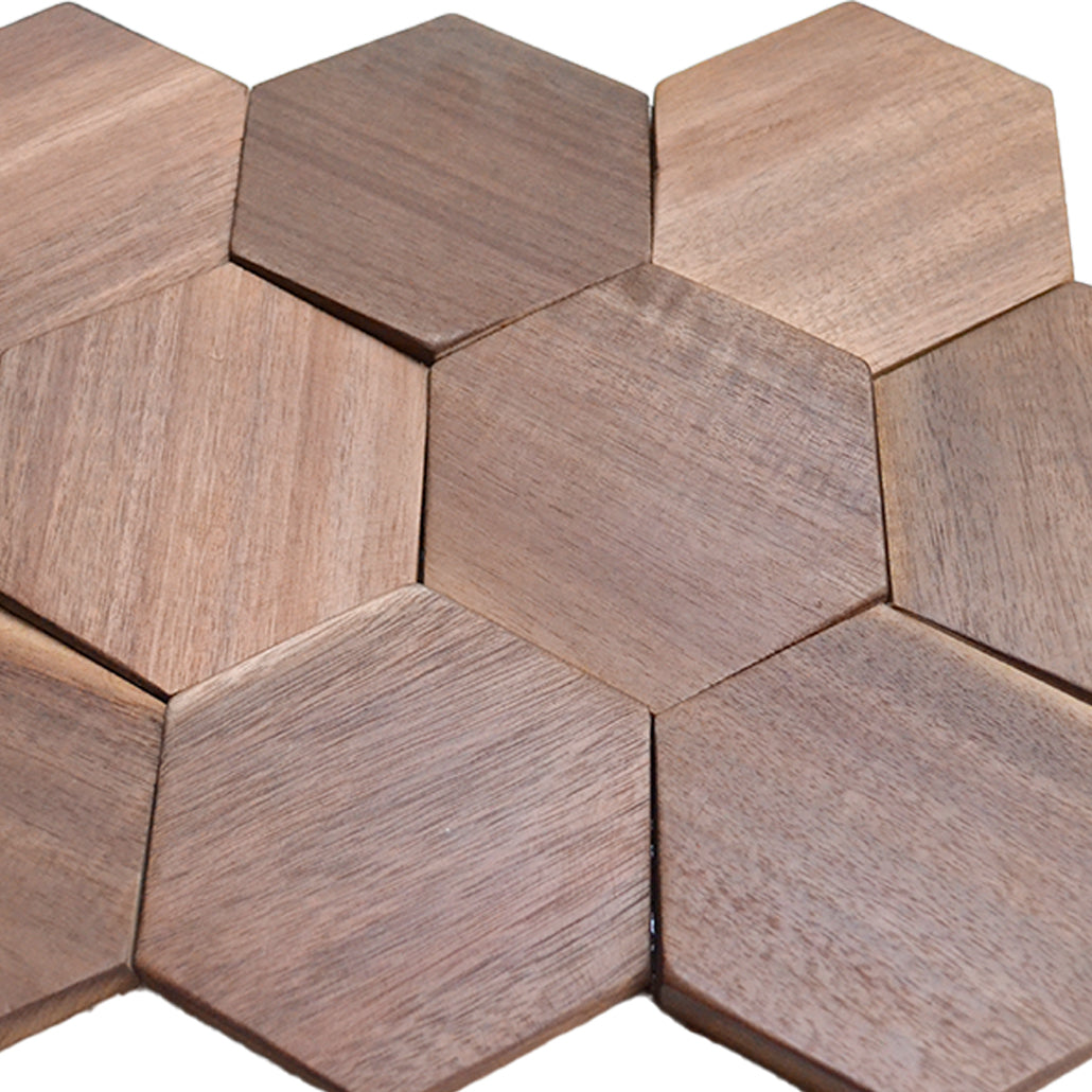 Tropical Walnut 3D Wood Wall Panel | 26×30 cm | Real Wood
