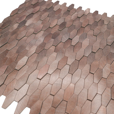 Picket 3D Dark Copper Peel & Stick Splashback | 31×30 cm | Self-Adhesive Mosaic Tile