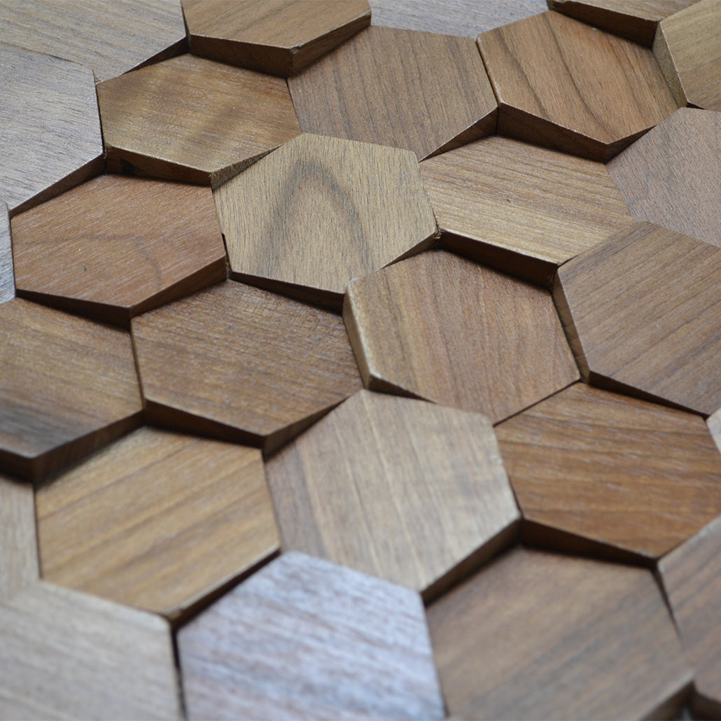 Velvet Walnut 3D Wood Wall Panel | 31×30 cm | Real Wood