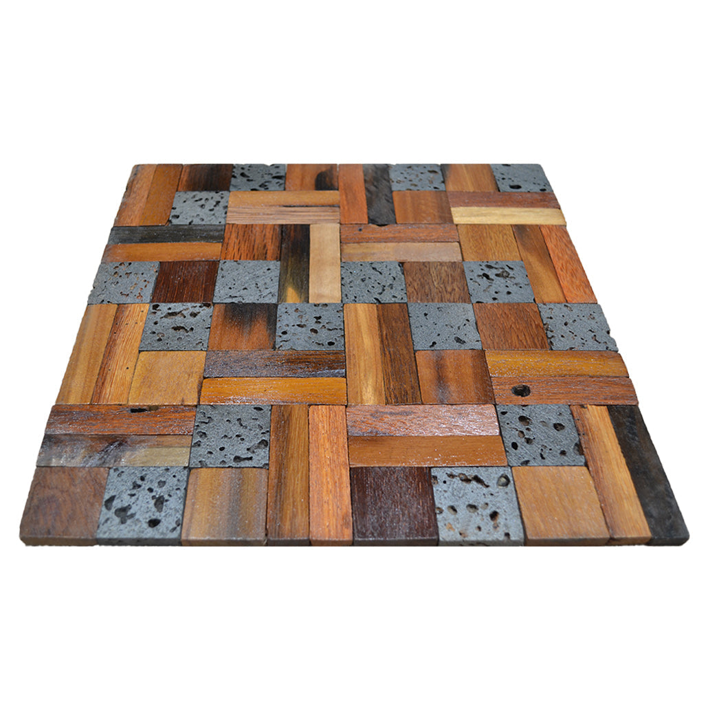 Lava Mix 3D Wood Wall Panel | 30×30 cm | Real Wood
