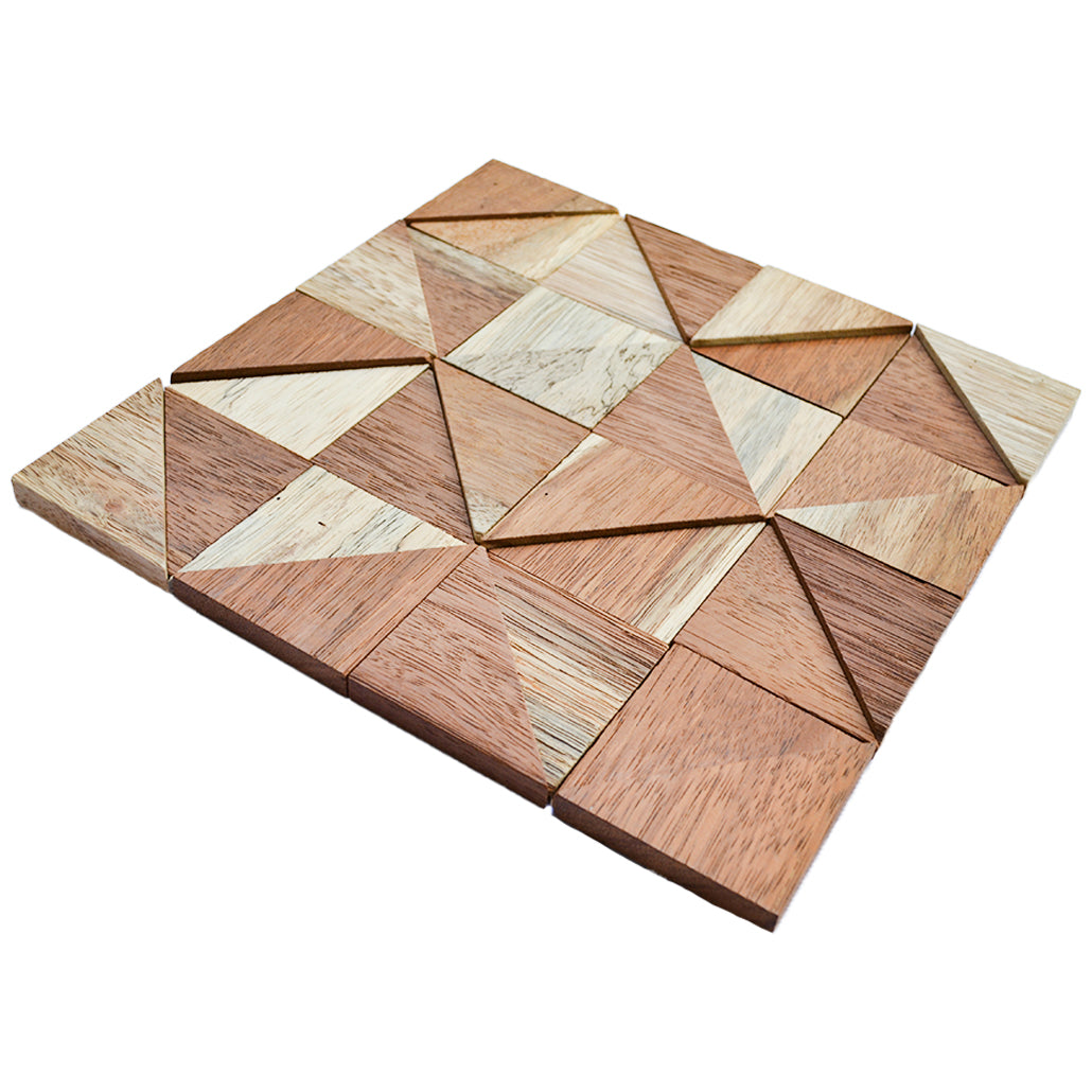 Merbau 3D Wood Wall Panel | 30×30 cm | Real Wood