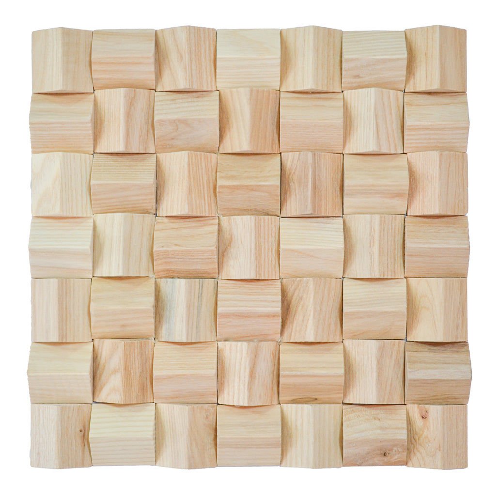 Ash 3D Wood Wall Panel | 30×30 cm | Real Wood