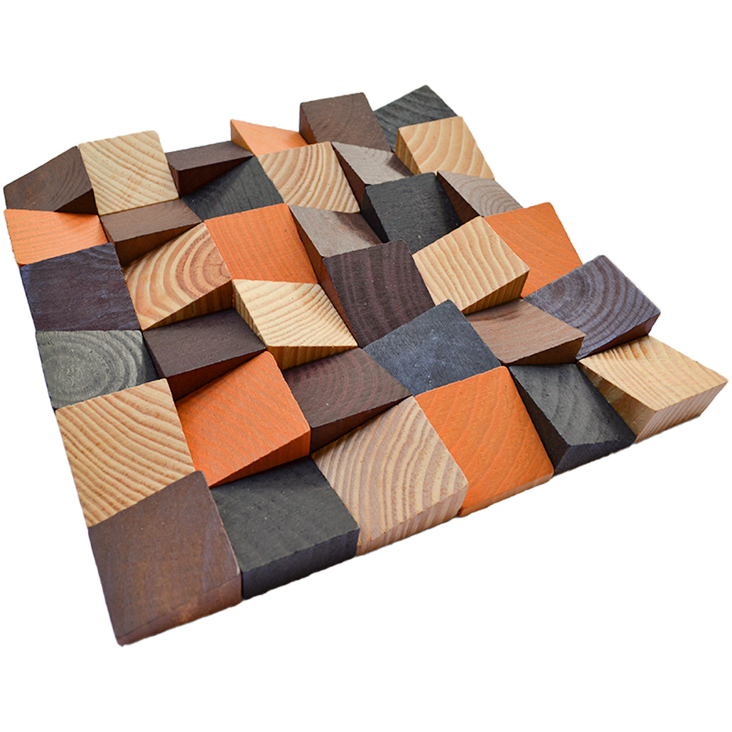 Bold Pine 3D Wood Wall Panel | 30×30 cm | Real Wood