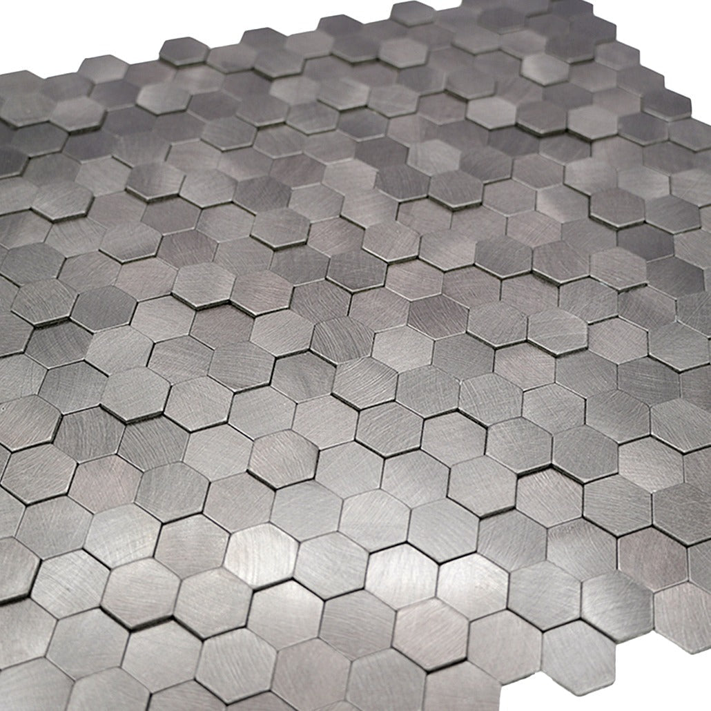 Mini Hexagon 3D Anthracite Peel & Stick Splashback | 29.8×30.7 cm | Self-Adhesive Mosaic Tile
