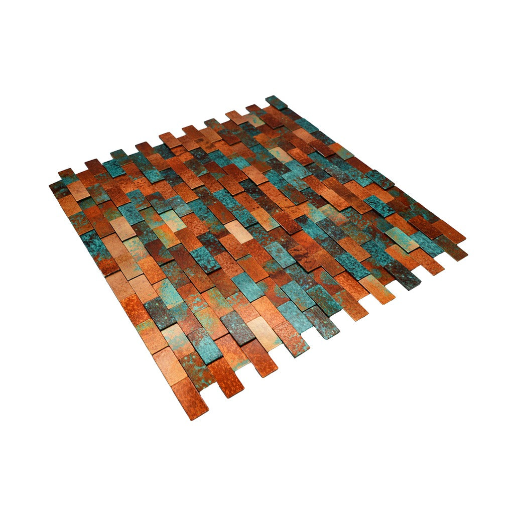 Brick 3D Patina Copper Peel & Stick Splashback | 30×29.8 cm | Self-Adhesive Mosaic Tile