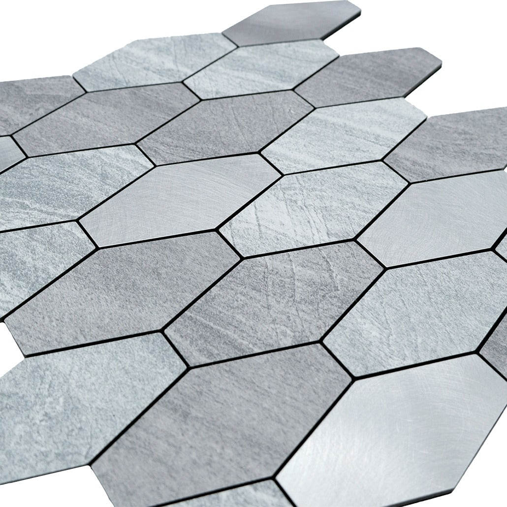 Picket Silver Peel & Stick Splashback | 30×30 cm | Self-Adhesive Mosaic Tile