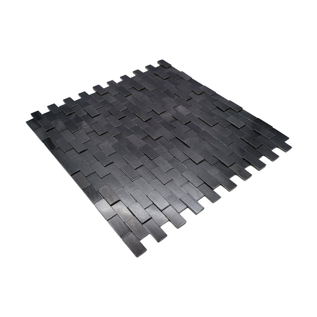 Brick 3D Graphite Peel & Stick Splashback | 30×29.8 cm | Self-Adhesive Mosaic Tile