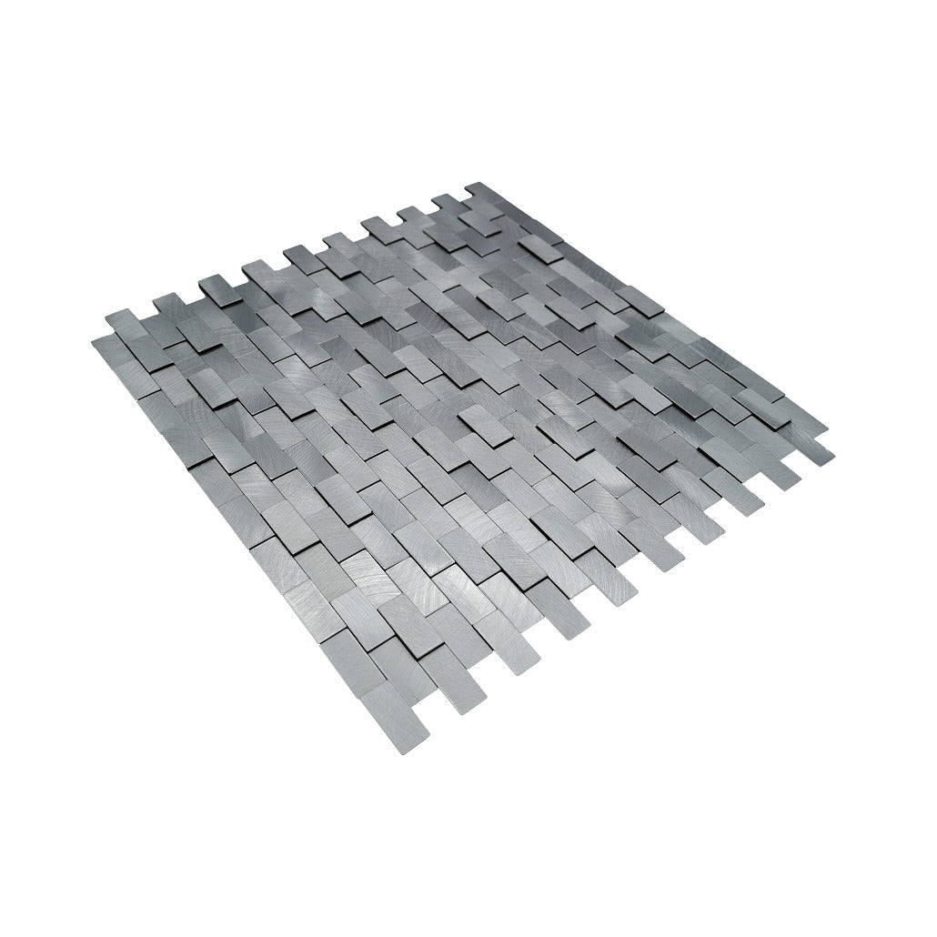 Brick 3D Silver Peel & Stick Splashback | 30×29.8 cm | Self-Adhesive Mosaic Tile