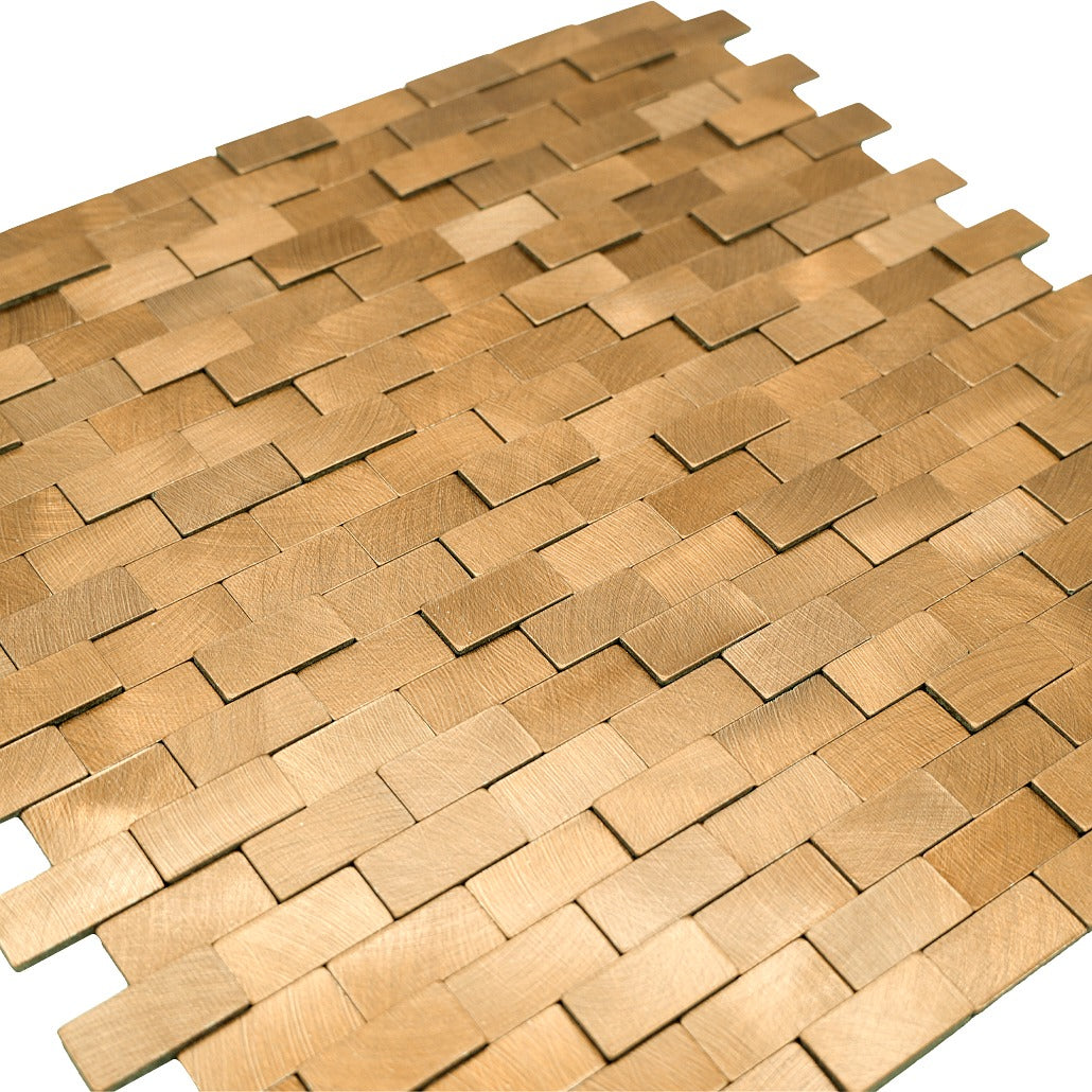 Brick 3D Gold Peel & Stick Splashback | 30×29.8 cm | Self-Adhesive Mosaic Tile