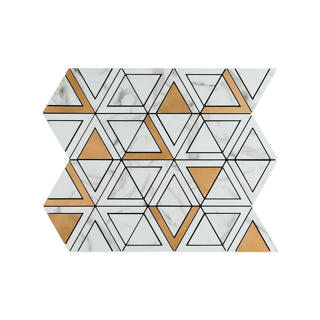 Triangle Gold Peel & Stick Splashback | 28.7×33.1 cm | Self-Adhesive Mosaic Tile