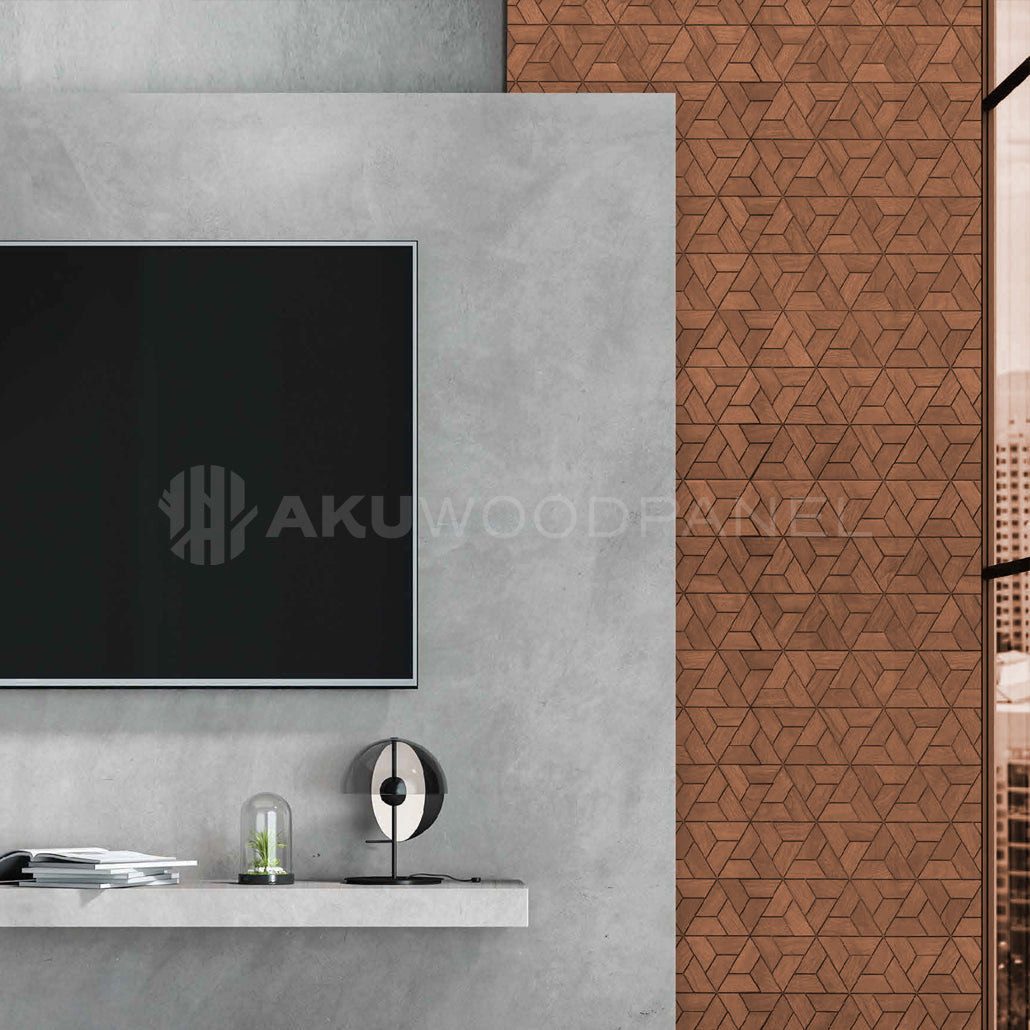 Sample - Decorative Wall Panel | Aster - Smoked Brown | American walnut | Handcrafted | 3D panel