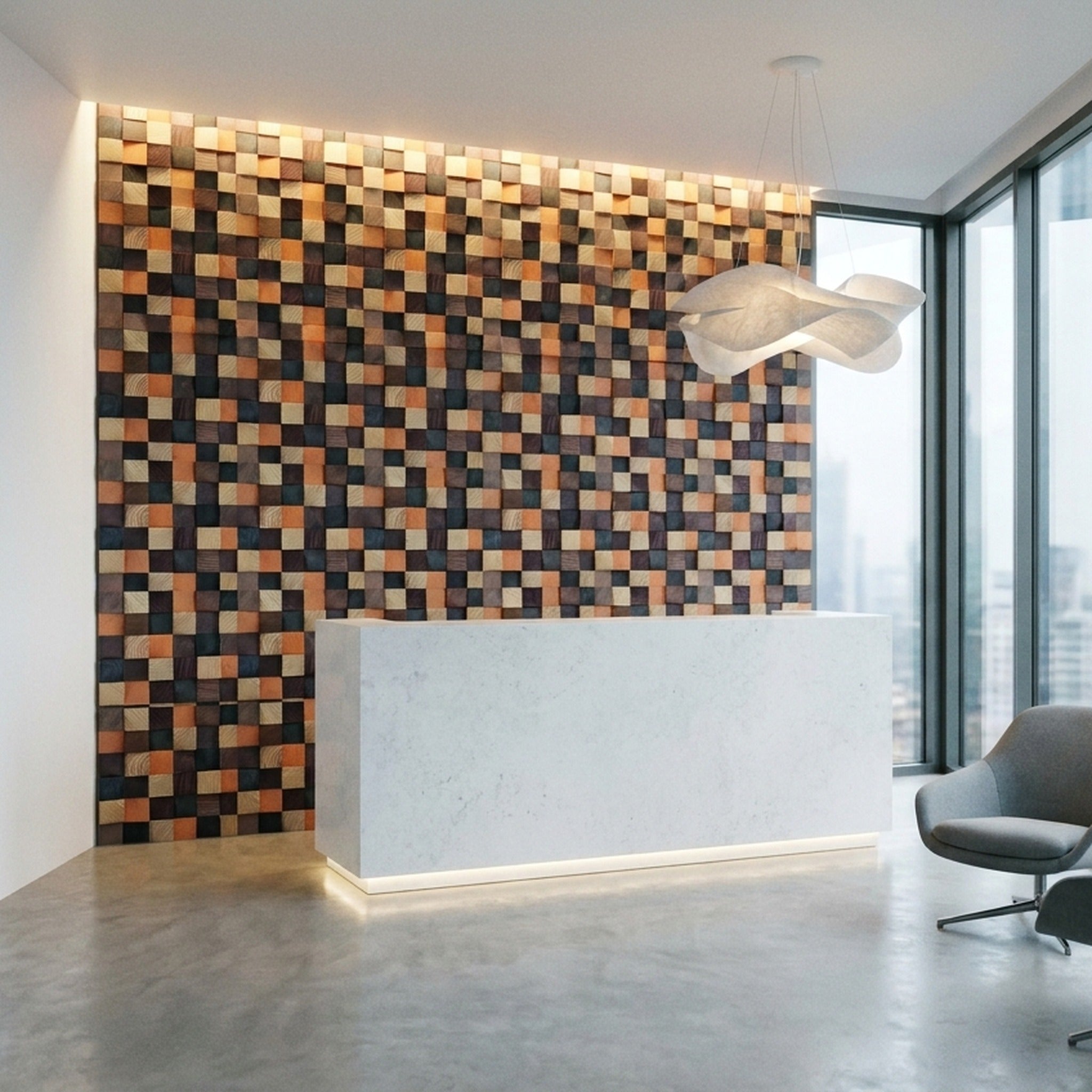 Bold Pine 3D Wood Wall Panel | 30×30 cm | Real Wood