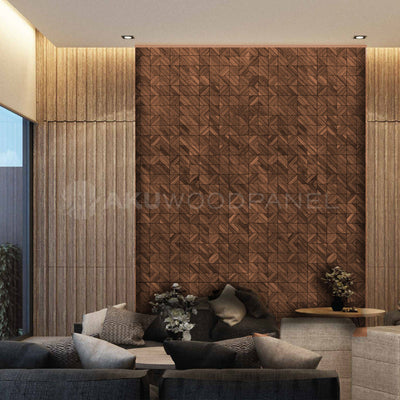 Clover Smoked Brown 3D Decorative Wall Panel 60x60cm Handcrafted Aku Woodpanel UK